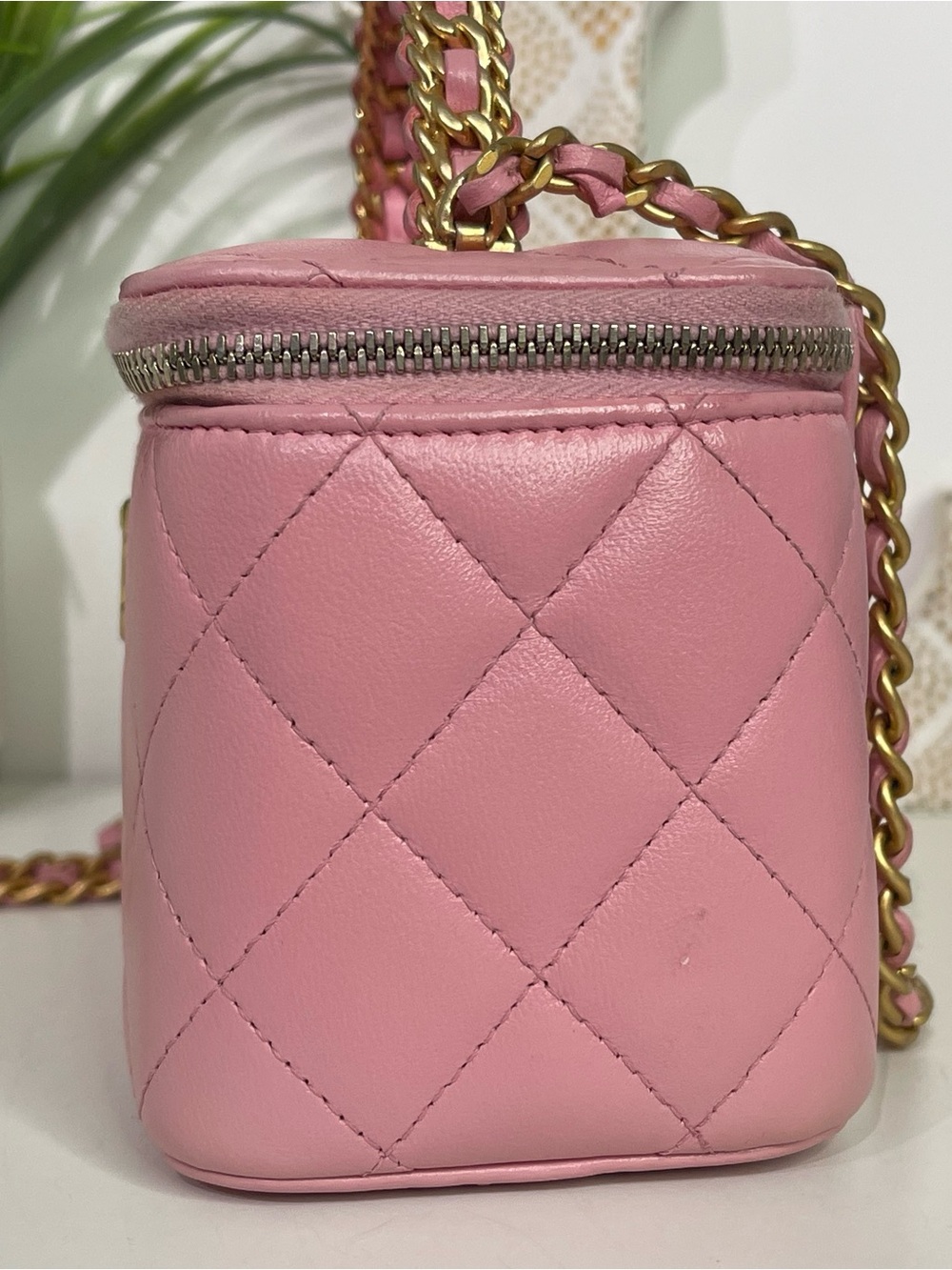 CHANEL Pink Quilted Vanity Crossbody with Gold Chain - Picture 4 of 7